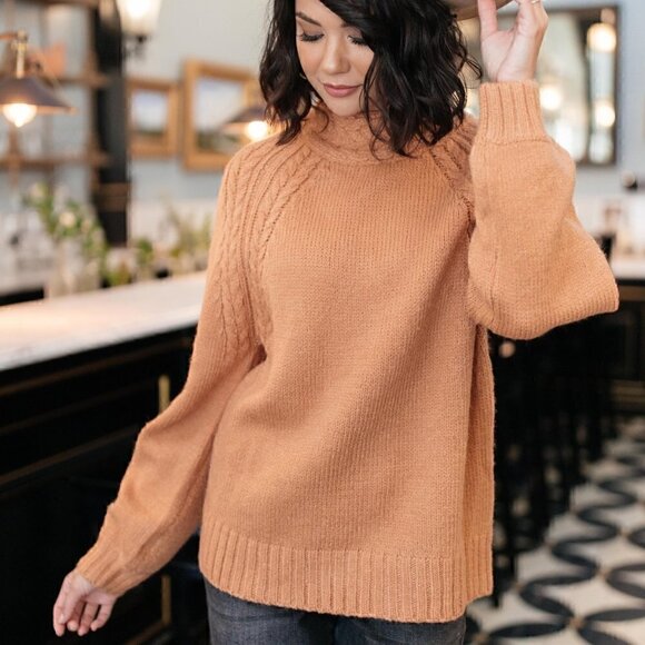 Love Riche Sweaters - love riche Orange Knit Sweater w/ Shoulder Detail